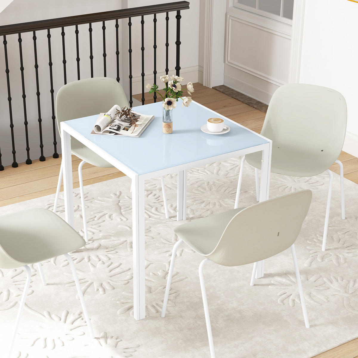 ESSTISCH Esszimmertisch Quadratischer Küchentisch für 4 Personen, Weiß - Weiß, Metall (75/75/75cm) - HOMCOM