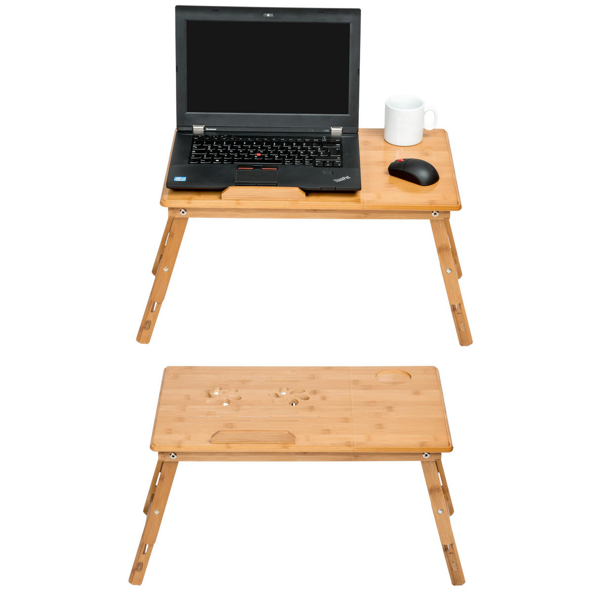 LAPTOPTISCH Helene,55 x 35 x 26 cm,braun - Braun, Holz (55/35/26cm) - tectake