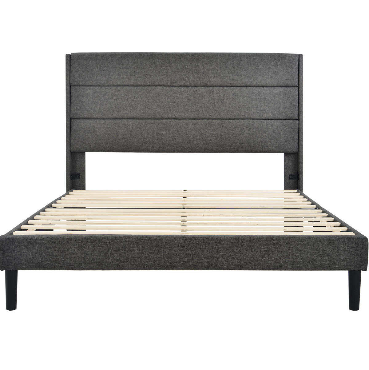 BETT mit Lattenrost 140x200 cm Leinen Dark Grey - Dunkelgrau, Metall (140/200cm) - Meubliv