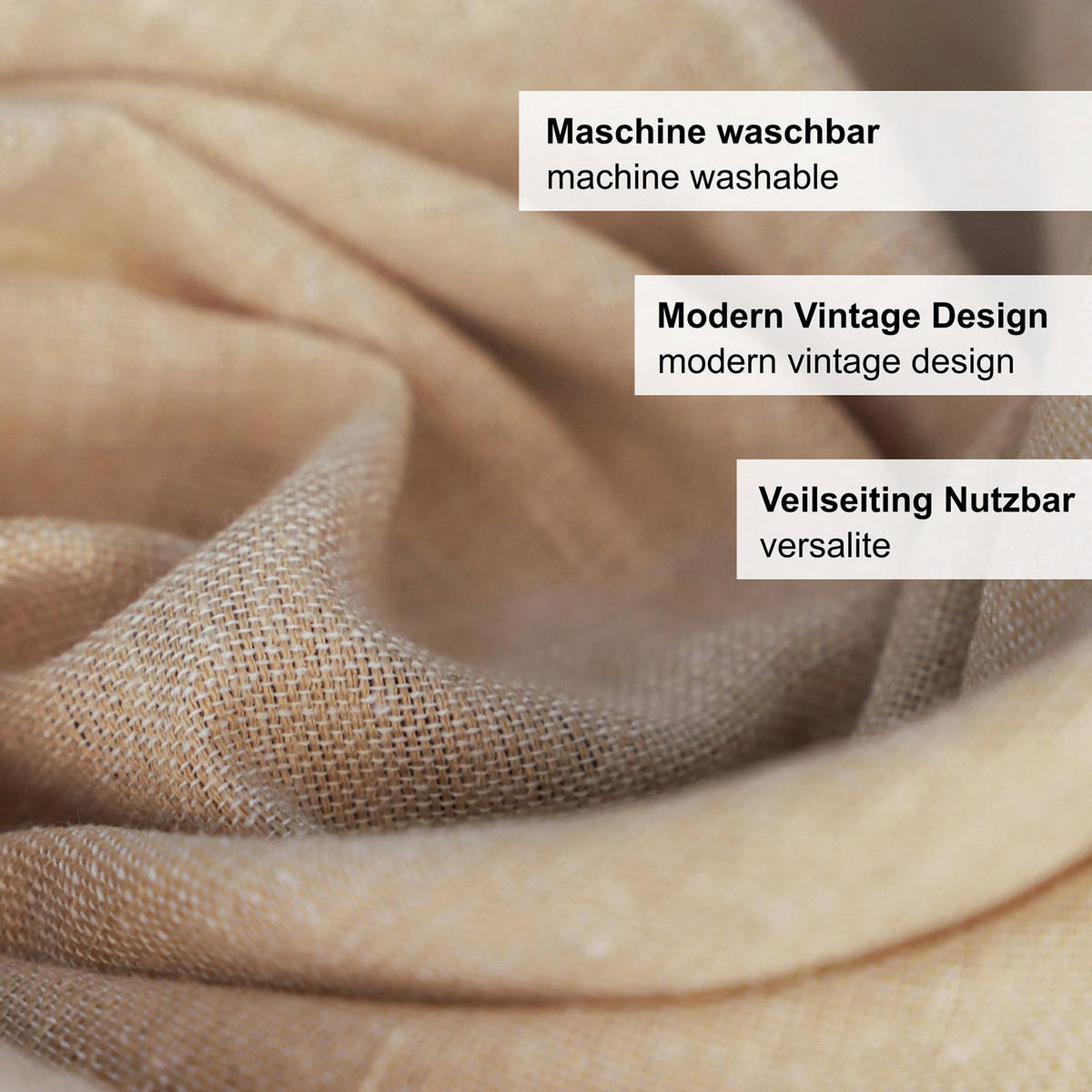 RUNDE Tischdecke Leinenoptik abwaschbar, Lotuseffekt, 140 cm, Beige - Beige, Textil (140/140cm)