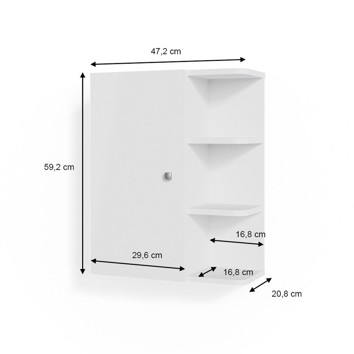 BADSCHRANK Fynn Weiß 47.2 x 59.2 cm - Weiß, Holzwerkstoff (47.2/59.2/21cm) - Vicco