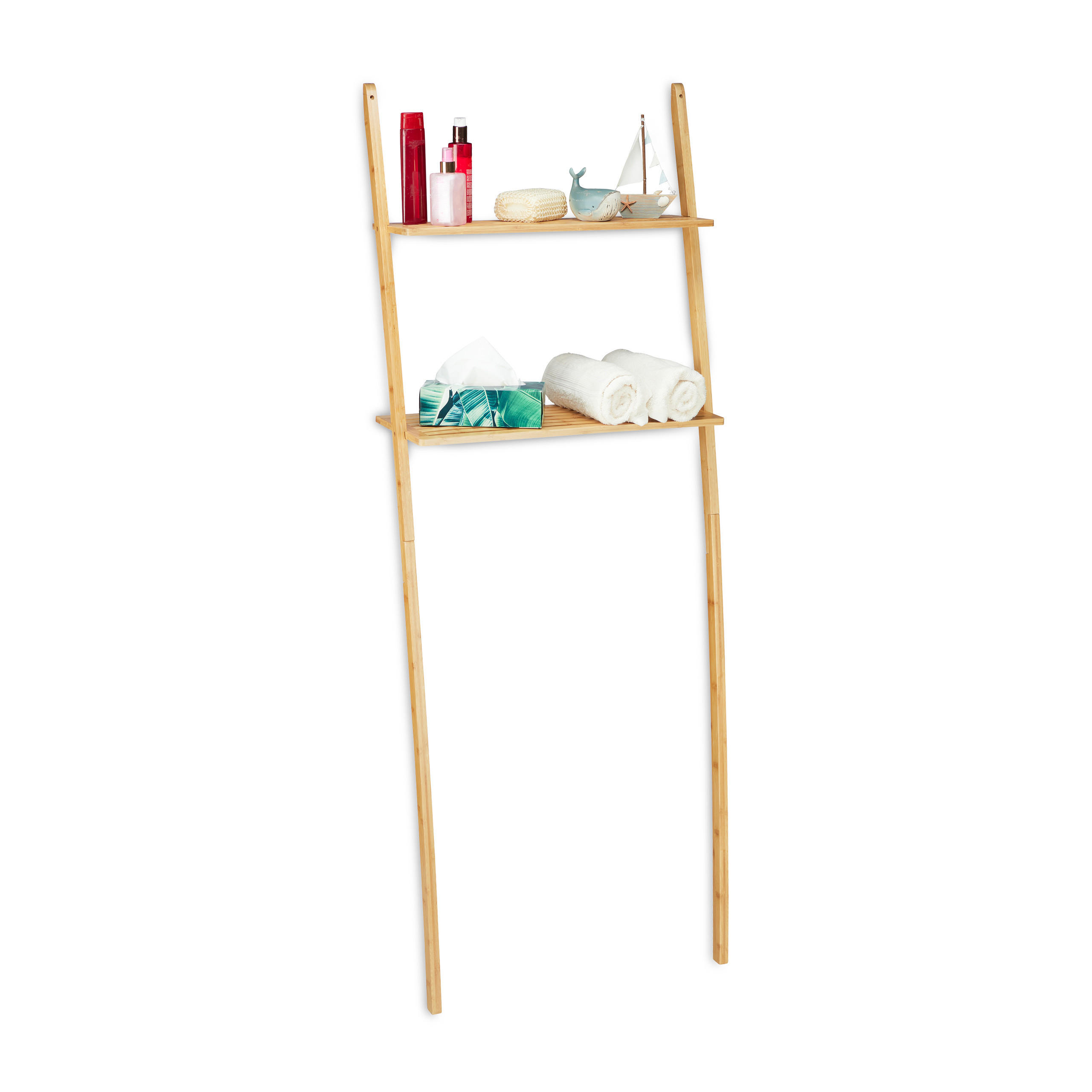 Relaxdays REGÁL Přírodní bambus nad pračku 2 police 175 cm