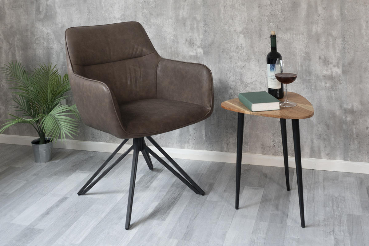 ARMLEHNSESSEL PITT - Graubraun/Nussbaumfarben, Textil/Metall (54/82/56cm) - SAM