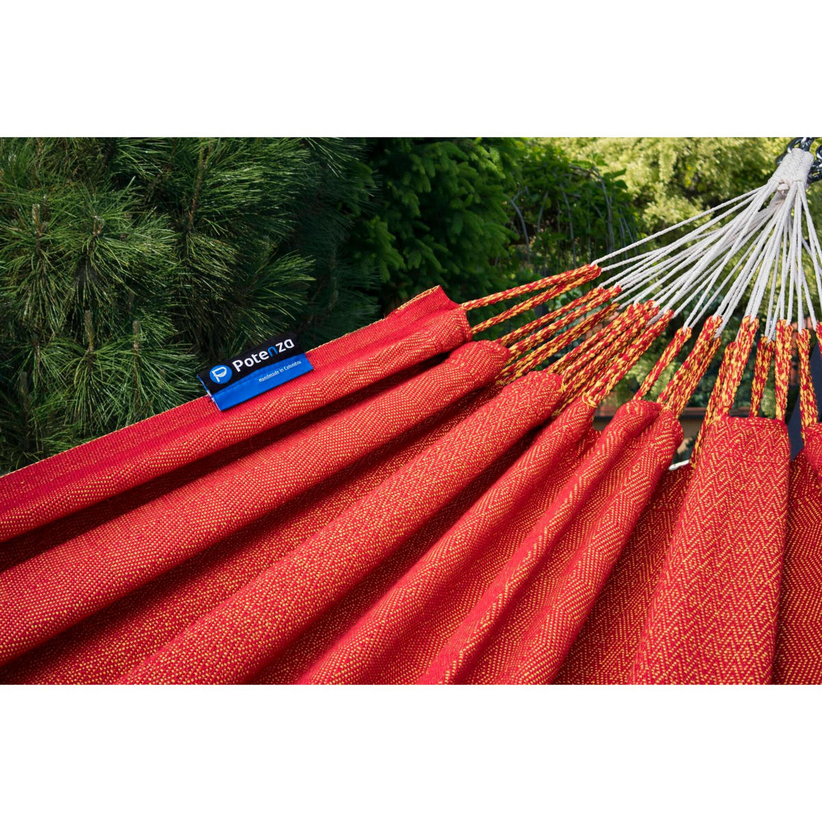 HÄNGEMATTE mit Gestell, 2 Personen, XL, 140 kg, Metall, Medelin Chili, einfache Montage - Rot, Metall (370/130/120cm) - Potenza