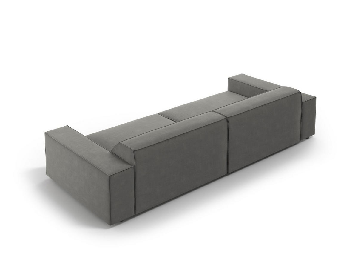 SOFA Jodie aus Samt hellgrau 4 Sitzplätze - Hellgrau, Textil (244/70/102cm) - Micadoni
