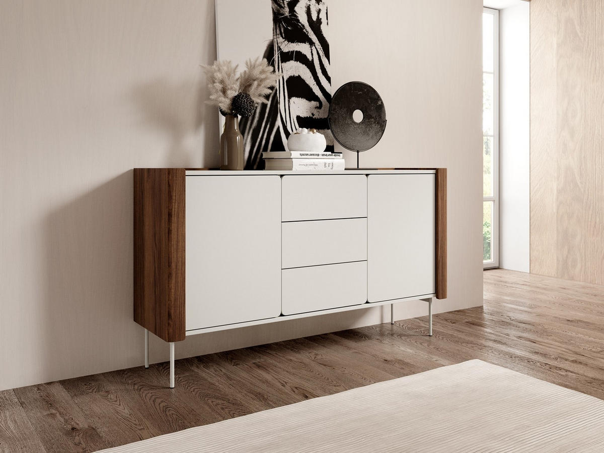 KOMMODE Paris 141, Nussbaum mit Kaschmir - Kaschmir/Walnussfarben, Holzwerkstoff (141/83/40cm) - Bettso