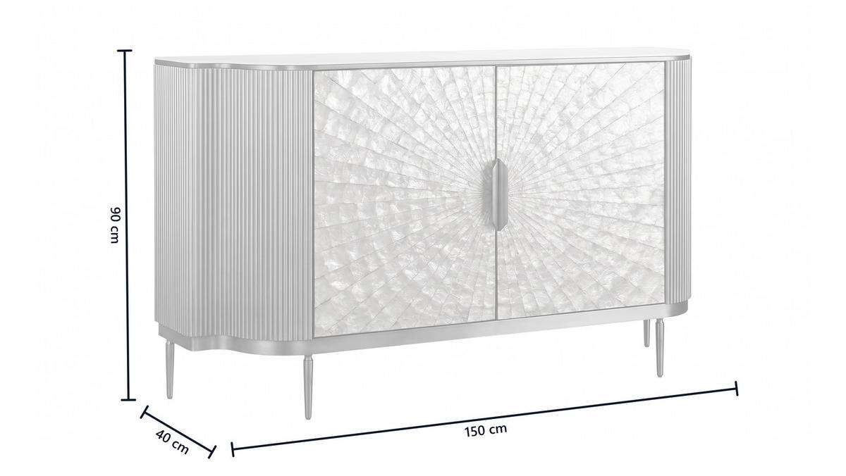 SIDEBOARD LEOLA Cremeweiß Holz - Goldfarben/Creme, Holz/Metall (180/200cm) - KAWOLA