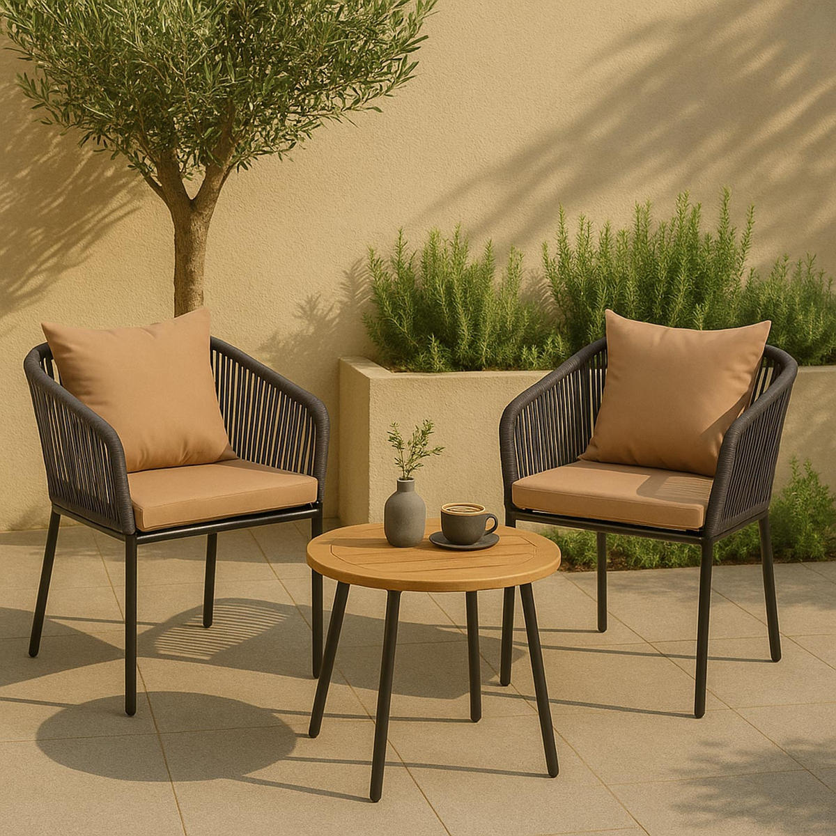 GARTENSTUHL Anthrazit, Taupe - Taupe/Anthrazit, Textil (55/75/55cm) - MCW