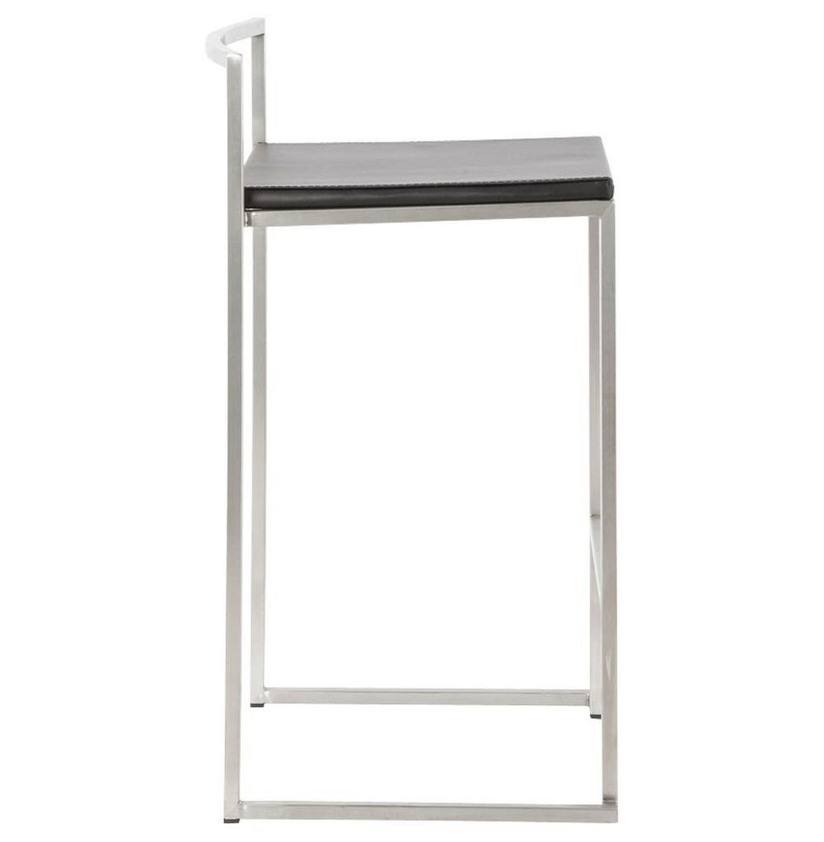 BARHOCKER Kunstleder Stahlrahmen Sitzhöhe 65cm Industrial LEXARIX MINI, Schwarz 44x41x76,5 cm - Silberfarben/Schwarz, Kunststoff/Textil (43/77/41cm) - KADIMA DESIGN