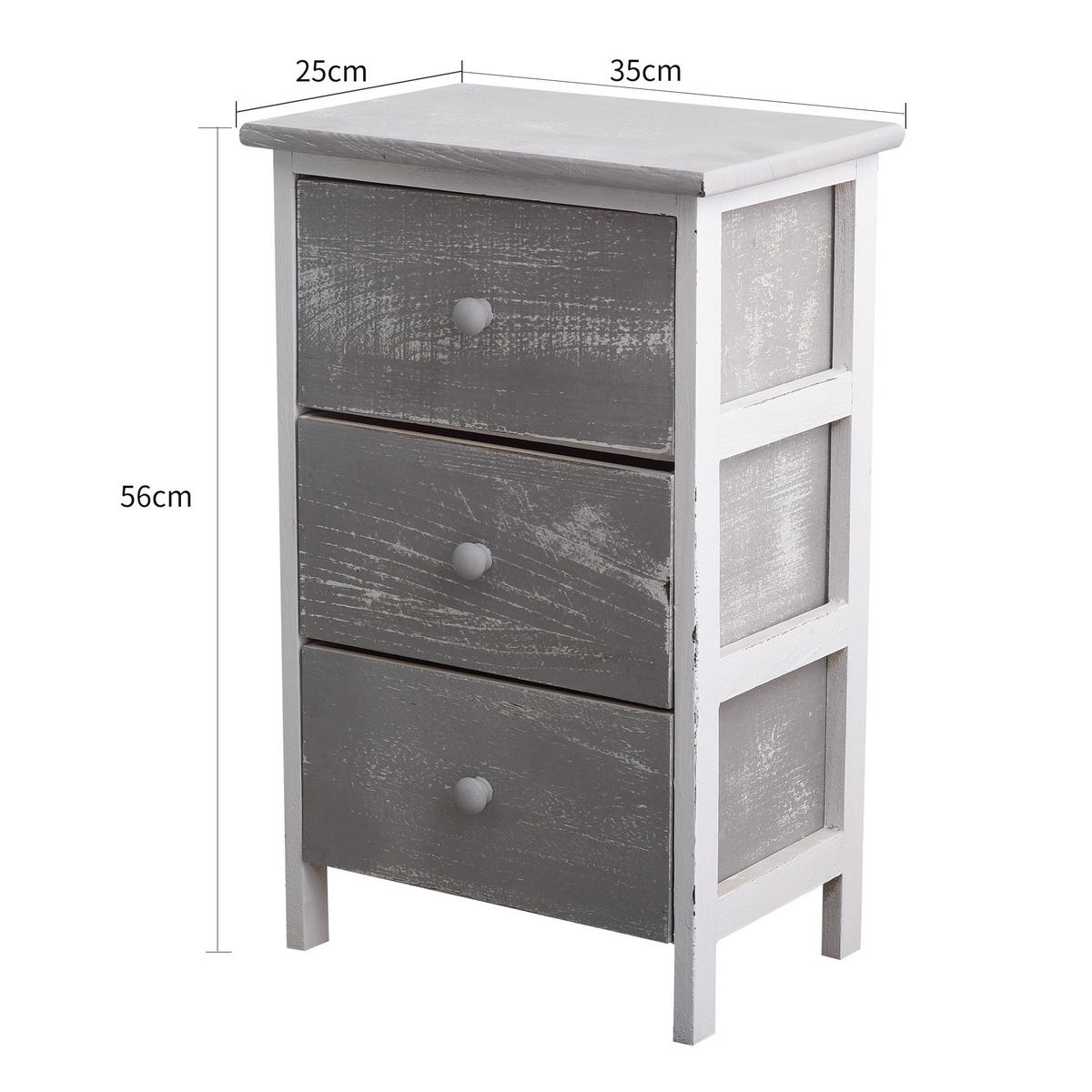 NACHTTISCH Grau 25/35/56 cm - Grau, Holz (25/56/35cm) - Mobili Rebecca