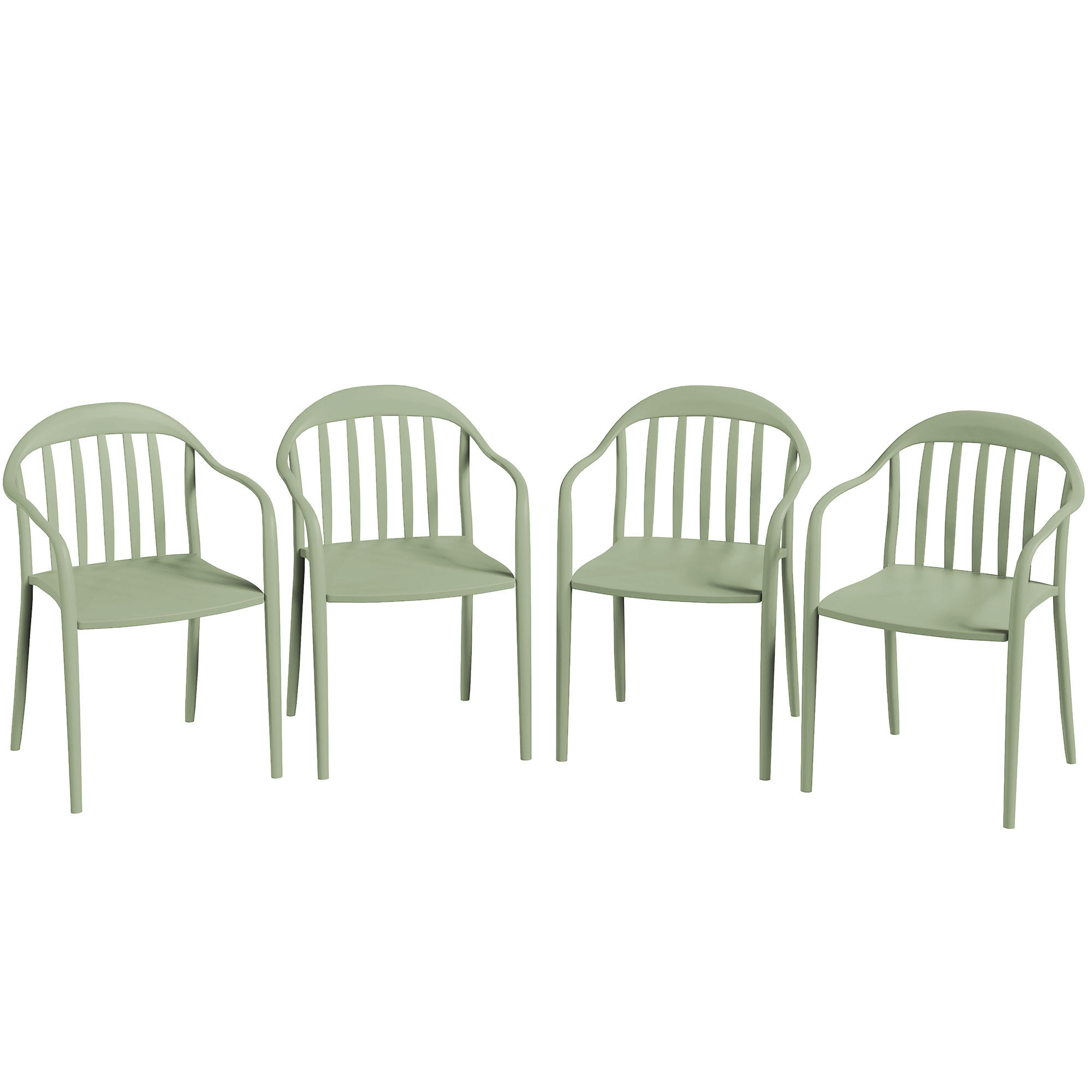 GARTENSTUHL 4er-Set aus Kunststoff - Grün, Kunststoff (54/78/57cm) - Outsunny