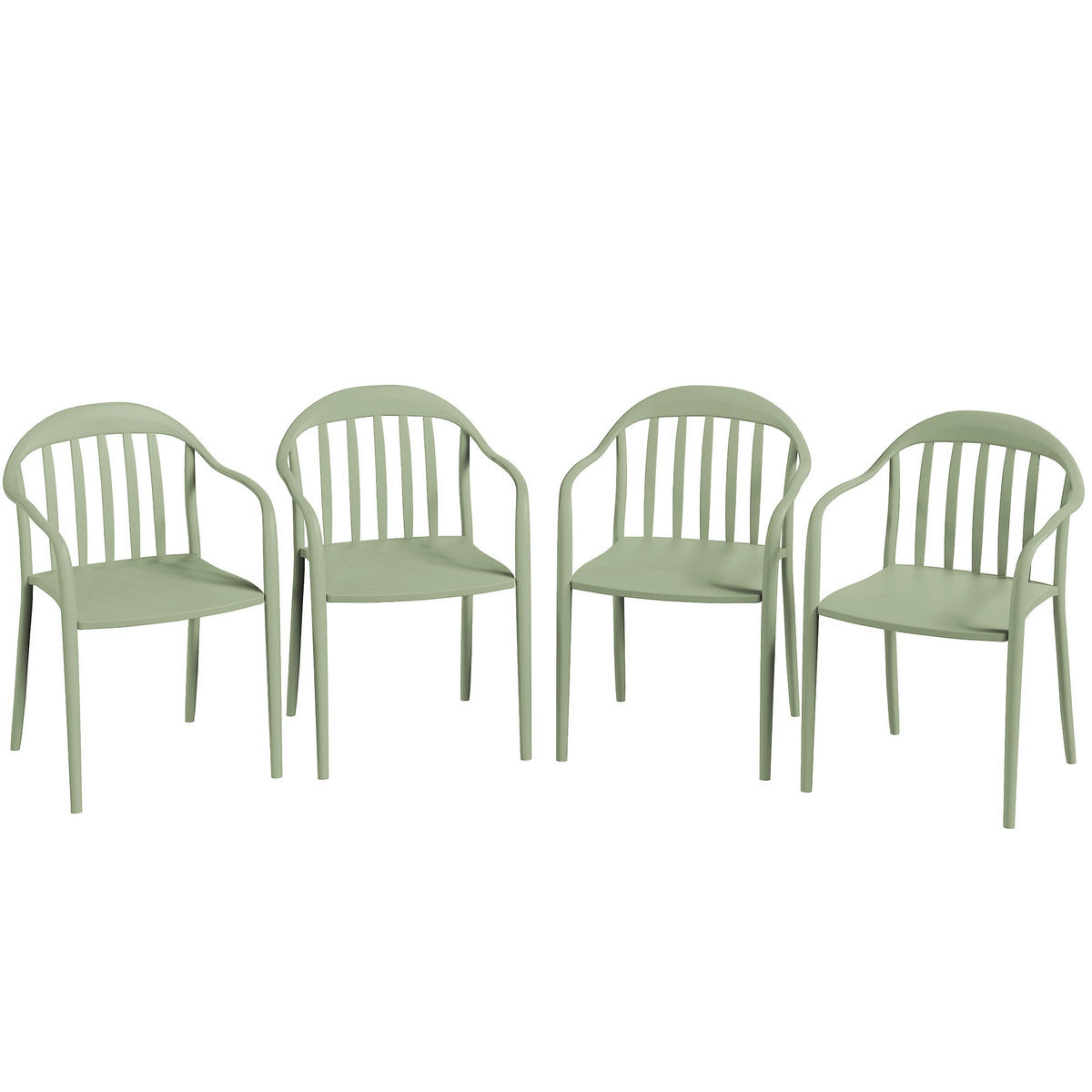 GARTENSTUHL 4er-Set aus Kunststoff - Grün, Kunststoff (54/78/57cm) - Outsunny