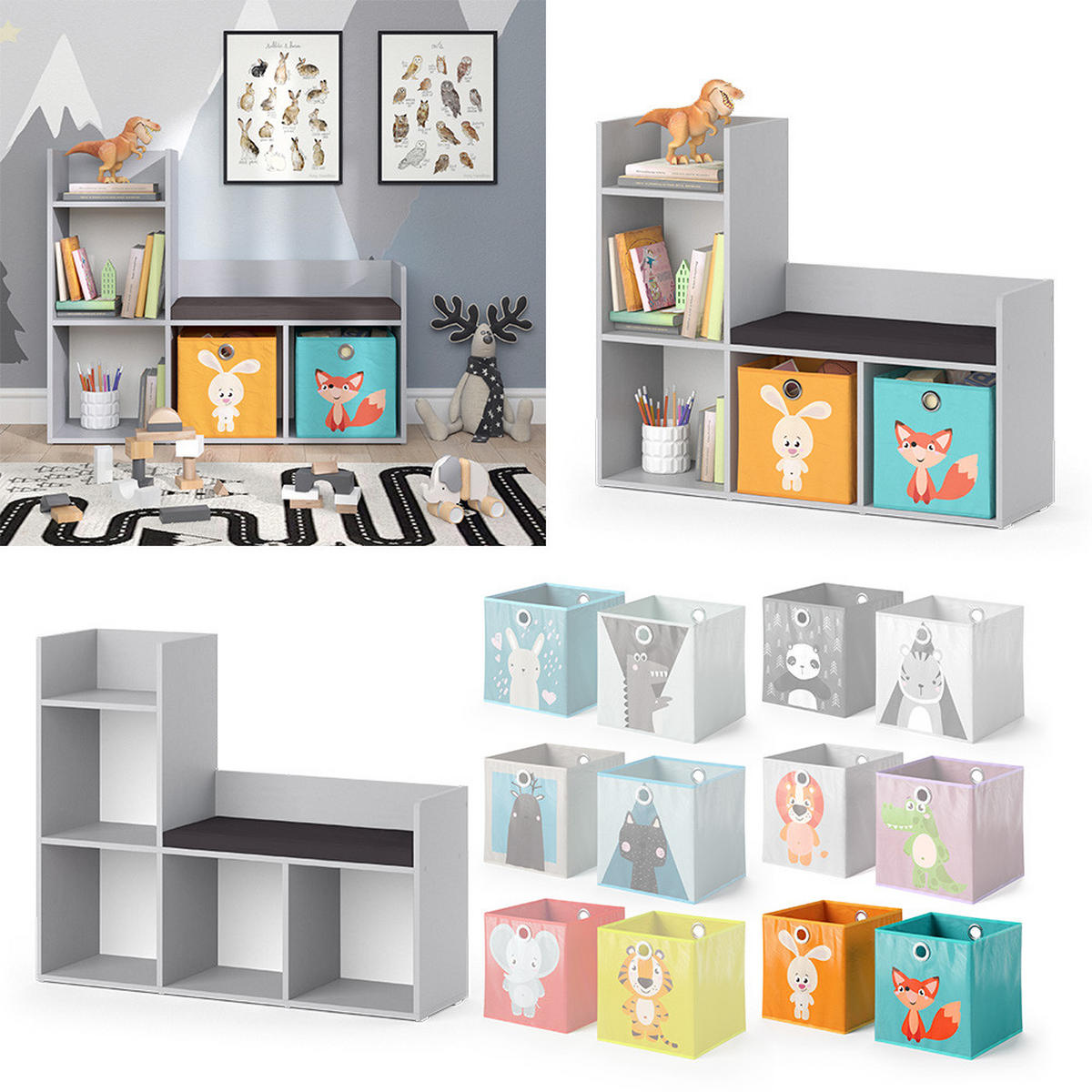 Grau, Holzwerkstoff (107.2/88.6/30.9cm) - Vicco