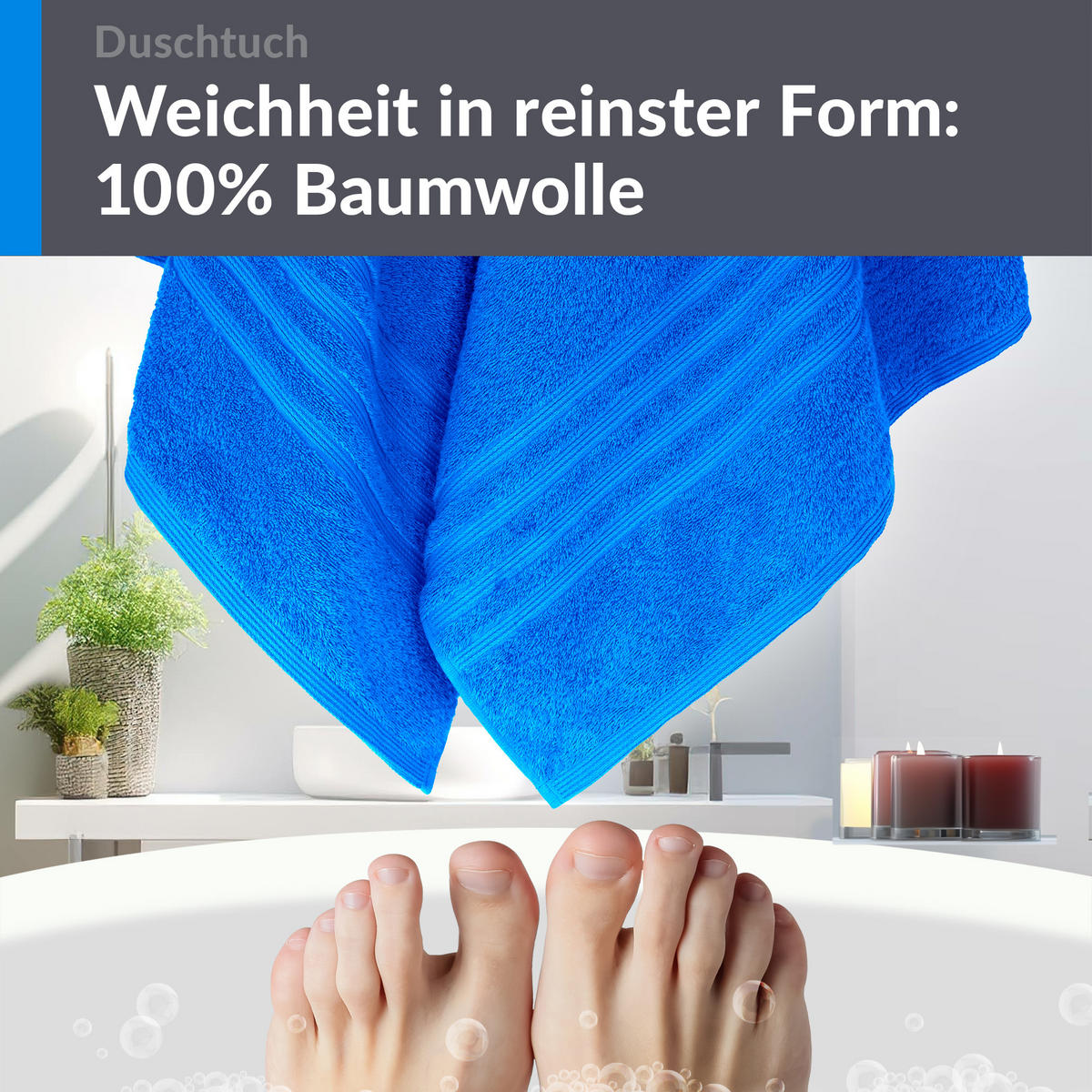 DUSCHTUCH London Karibik Blau 2er Set 70x140 - Hellblau, Textil (70/140cm) - Lashuma