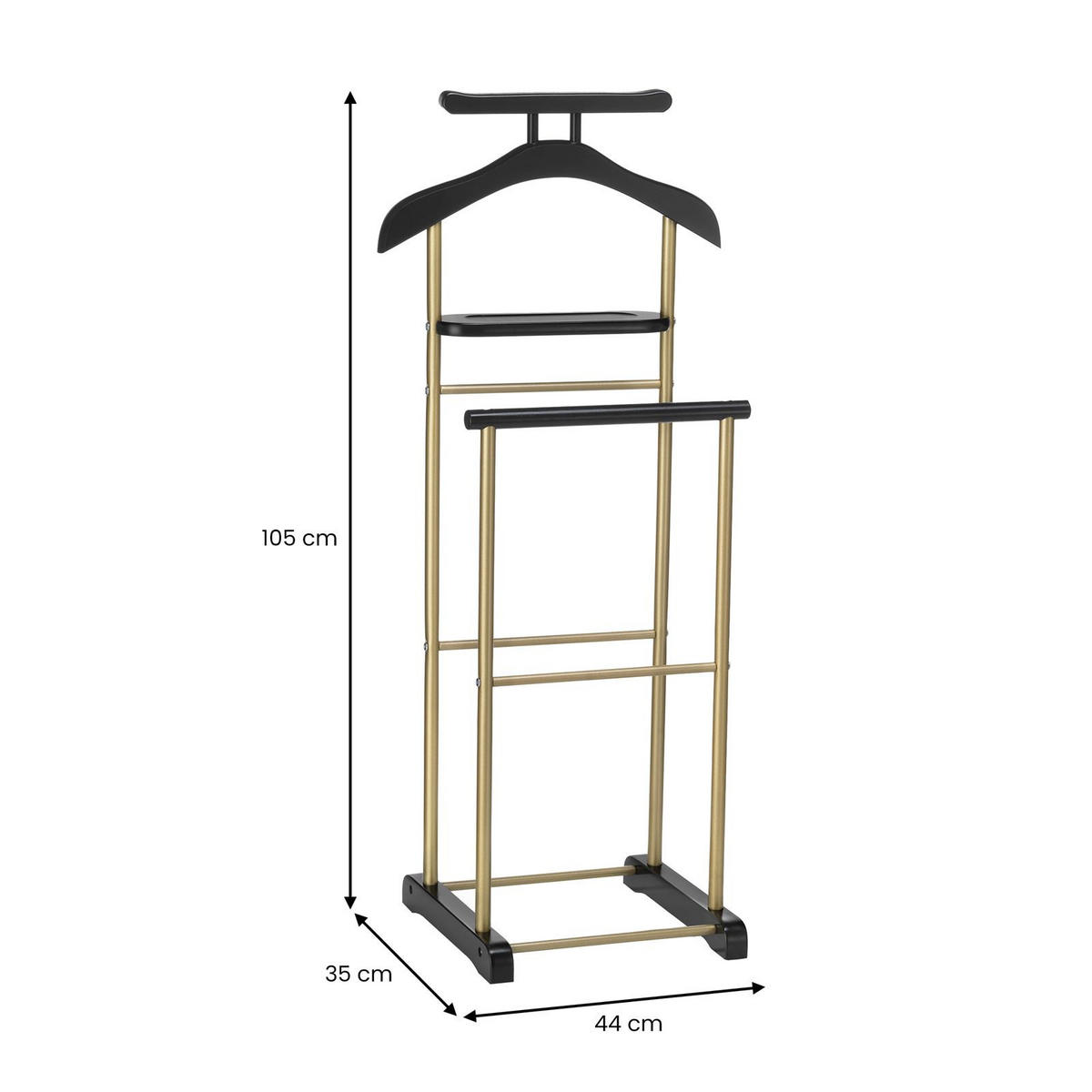HERRENDIENER MEDINA - Goldfarben/Schwarz, Metall (44/105/35cm) - CARO-Möbel