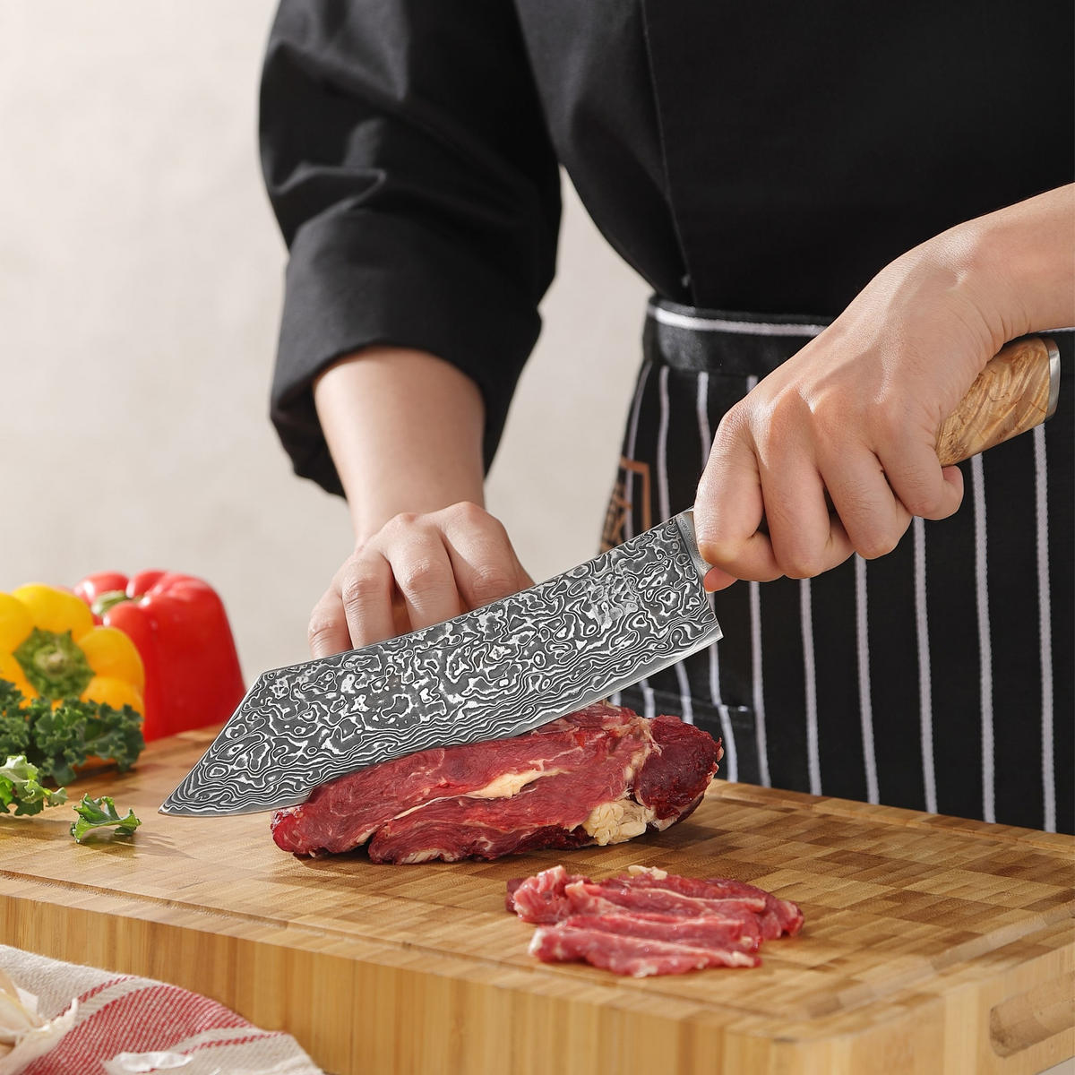 TRANCHIER-SET 2-TEILIG 18–19,5 cm - Birkefarben, Holz/Metall (34cm) - Zayiko