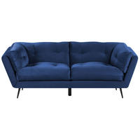 3-SITZER-SOFA Samtstoff Marineblau Lenvik - Hellblau, Textil (210/75/90cm) - Beliani