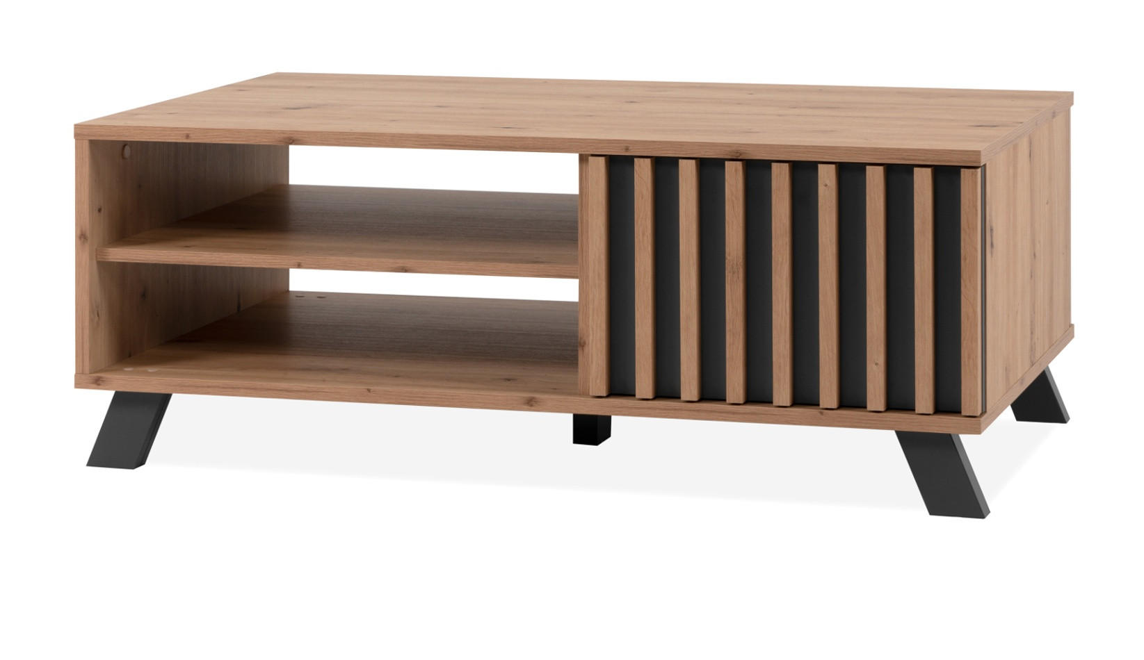 COUCHTISCH Eiche Artisan, anthrazit 110 cm, Wohnzimmertisch Industrial-Design mit Stauraum - Anthrazit/Eiche Artisan, Holzwerkstoff/Metall (67/111/42cm) - Furn.Design