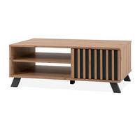 COUCHTISCH Eiche Artisan, anthrazit 110 cm, Wohnzimmertisch Industrial-Design mit Stauraum - Anthrazit/Eiche Artisan, Holzwerkstoff/Metall (67/111/42cm) - Furn.Design