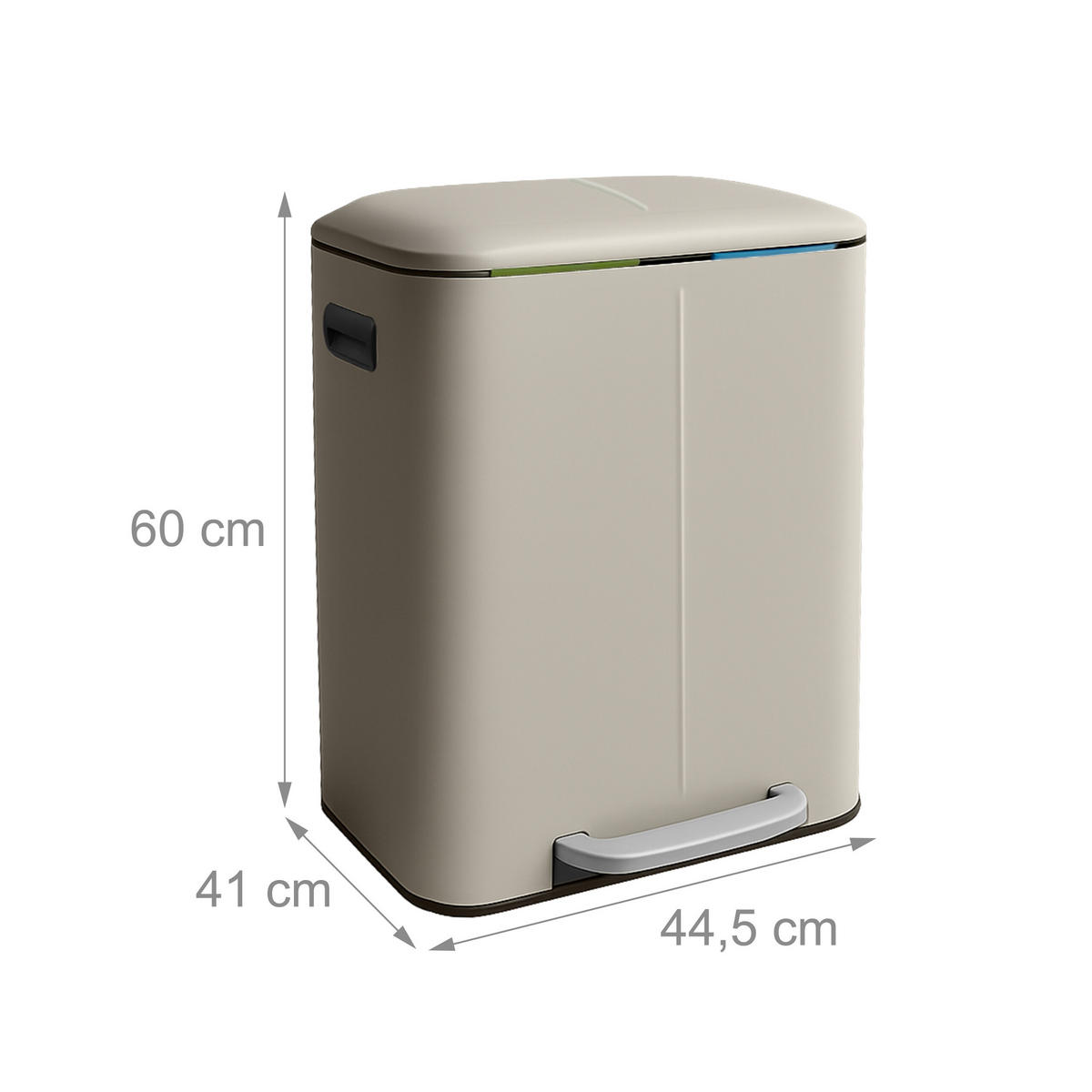 MÜLLEIMER - Beige, Kunststoff/Metall (44.5/60/41cm) - Relaxdays