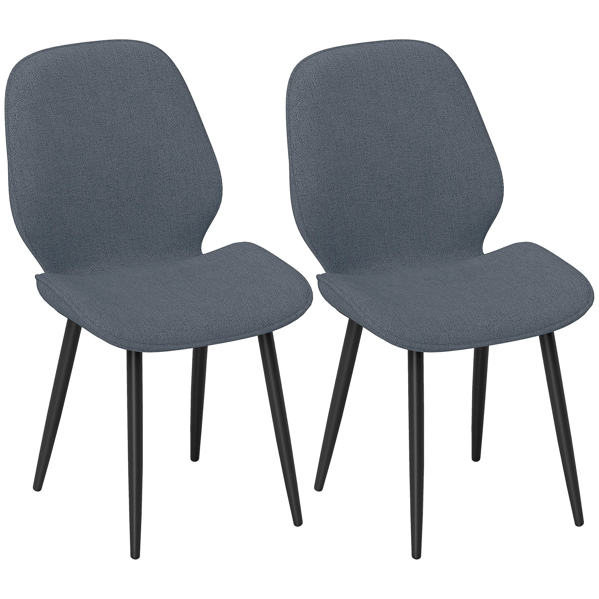 ESSZIMMERSTÜHLE 2er-Set DE-13268 geschwungene Rückenlehne Grau - Grau, Metall (56/86/46cm) - ComfortXL