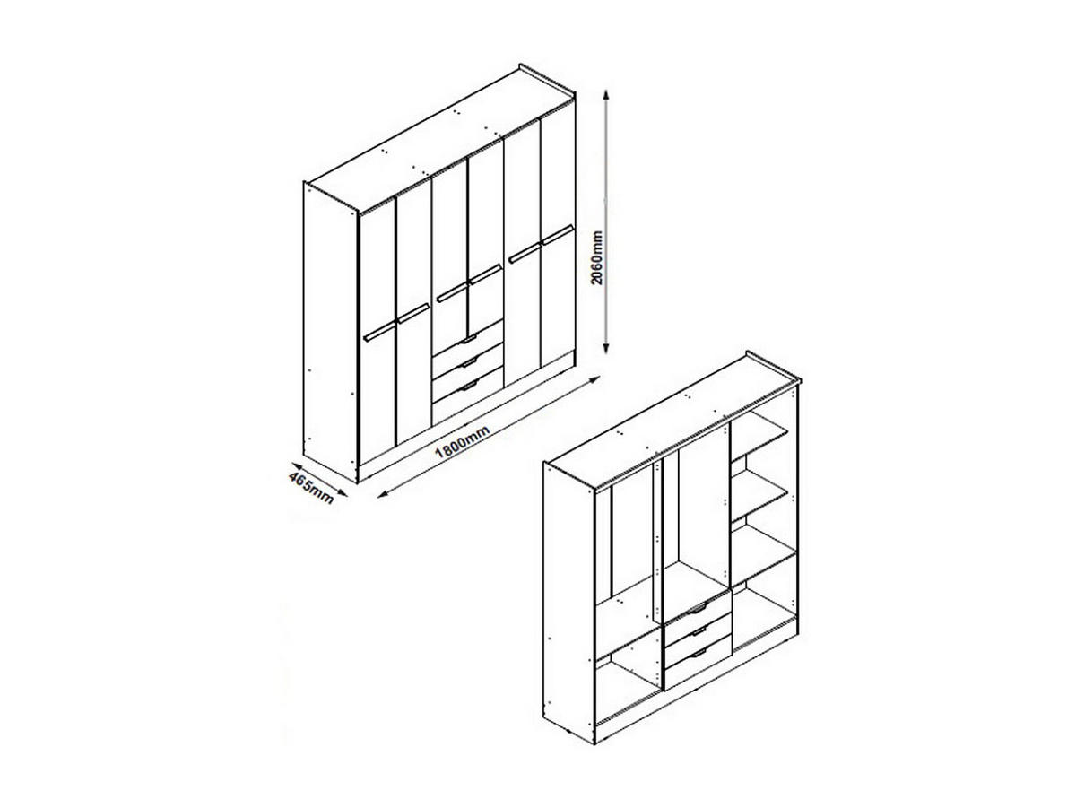 KLEIDERSCHRANK - 180 cm x 46.5 cm - holz - beige Peroli - Beige, Holz (180/206/46.5cm) - Vente-Unique