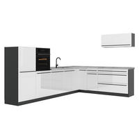 ROHOVÁ KUCHYŇA R-Line, Biely vysoký lesk/antracitová, 327 x cm Marmori työtaso - biela s vysokým leskom/antracitová, kompozitné drevo (327/143/60cm) - Vicco