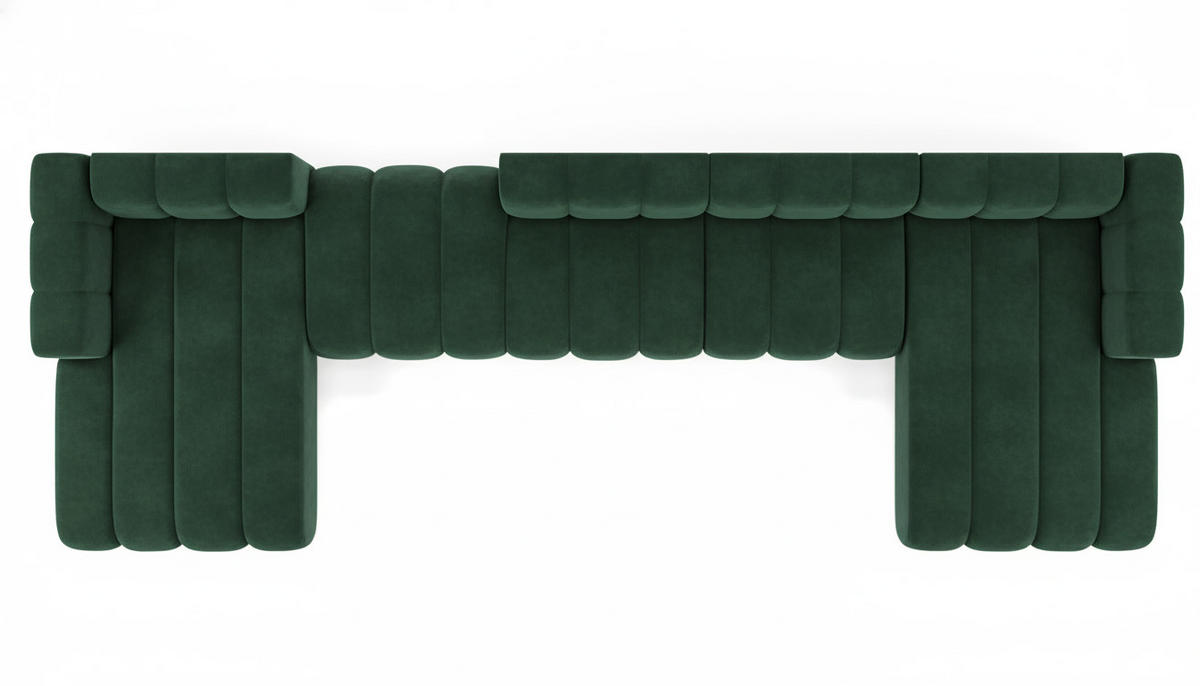 ECKSOFA U-Form Grand U Big XL 500 cm, Velourstoff Salvador, Grün - Grün, Holz (500/179cm) - Kaiser Möbel