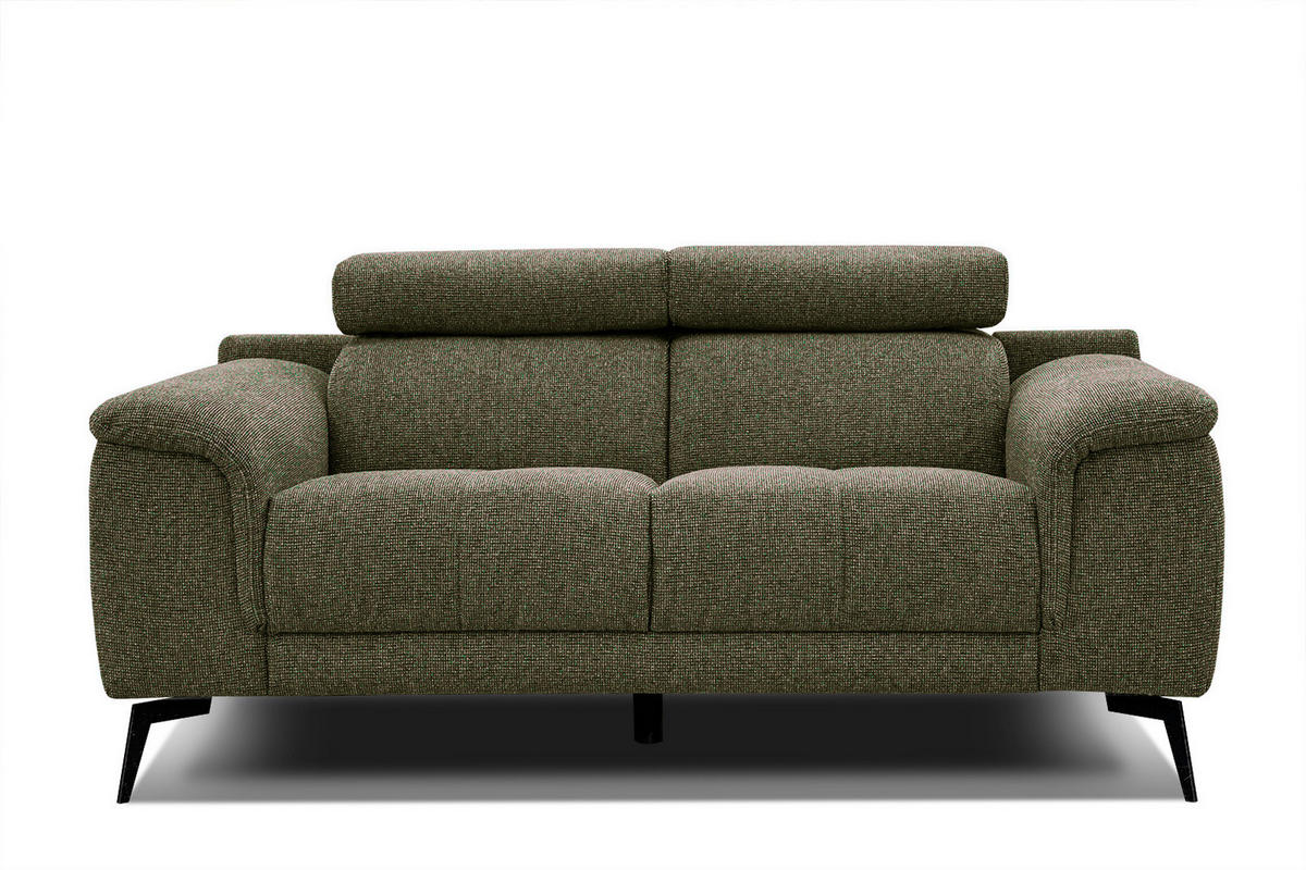 SOFA FIERO 2-Sitzer, olivgrün - Schwarz/Olivgrün, Holzwerkstoff/Textil (170/82/103cm) - Wozimo