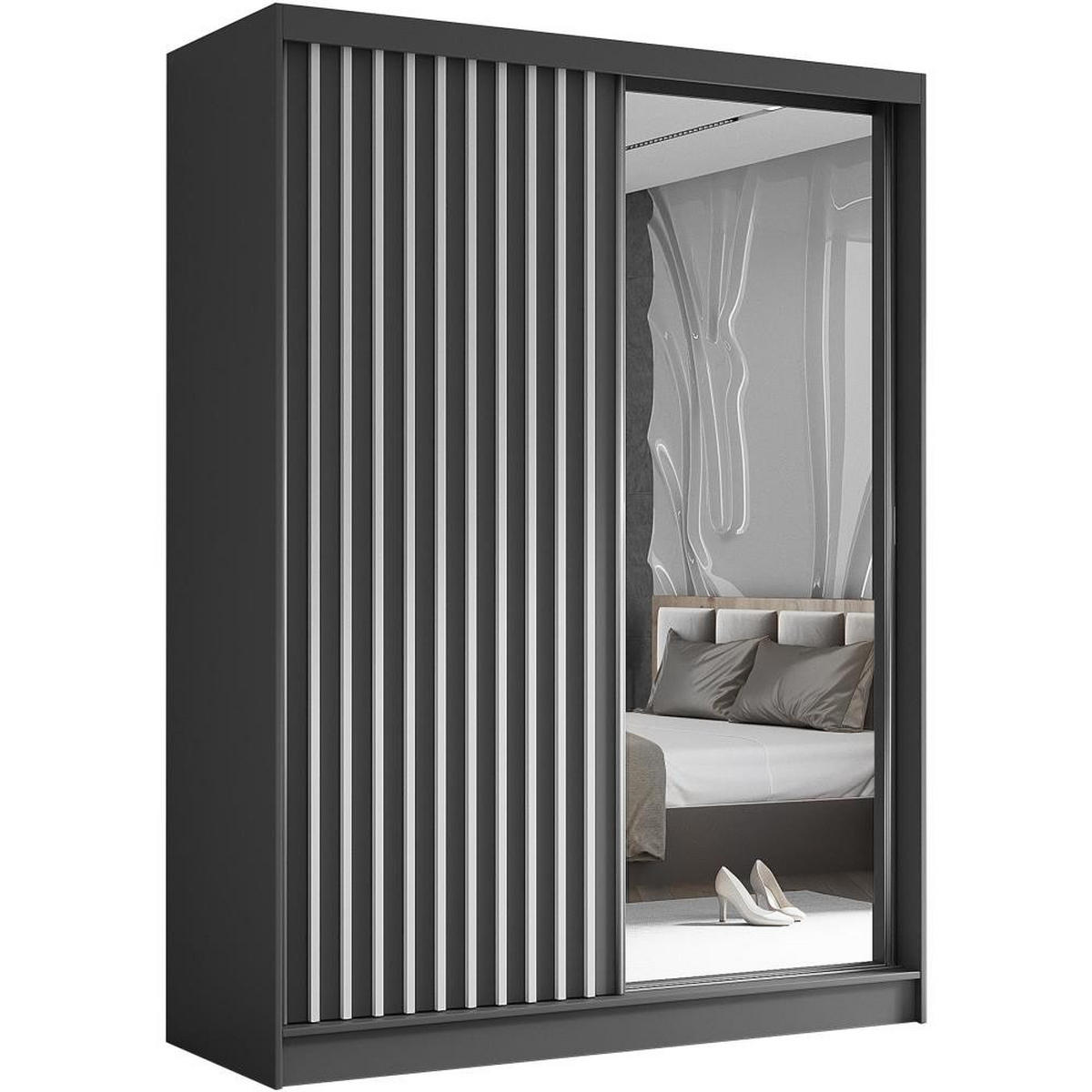 SCHWEBETÜRENSCHRANK Helix 160/216/61 grau+weiß - Weiß/Grau, Holzwerkstoff (160/216/61cm) - Beautysofa