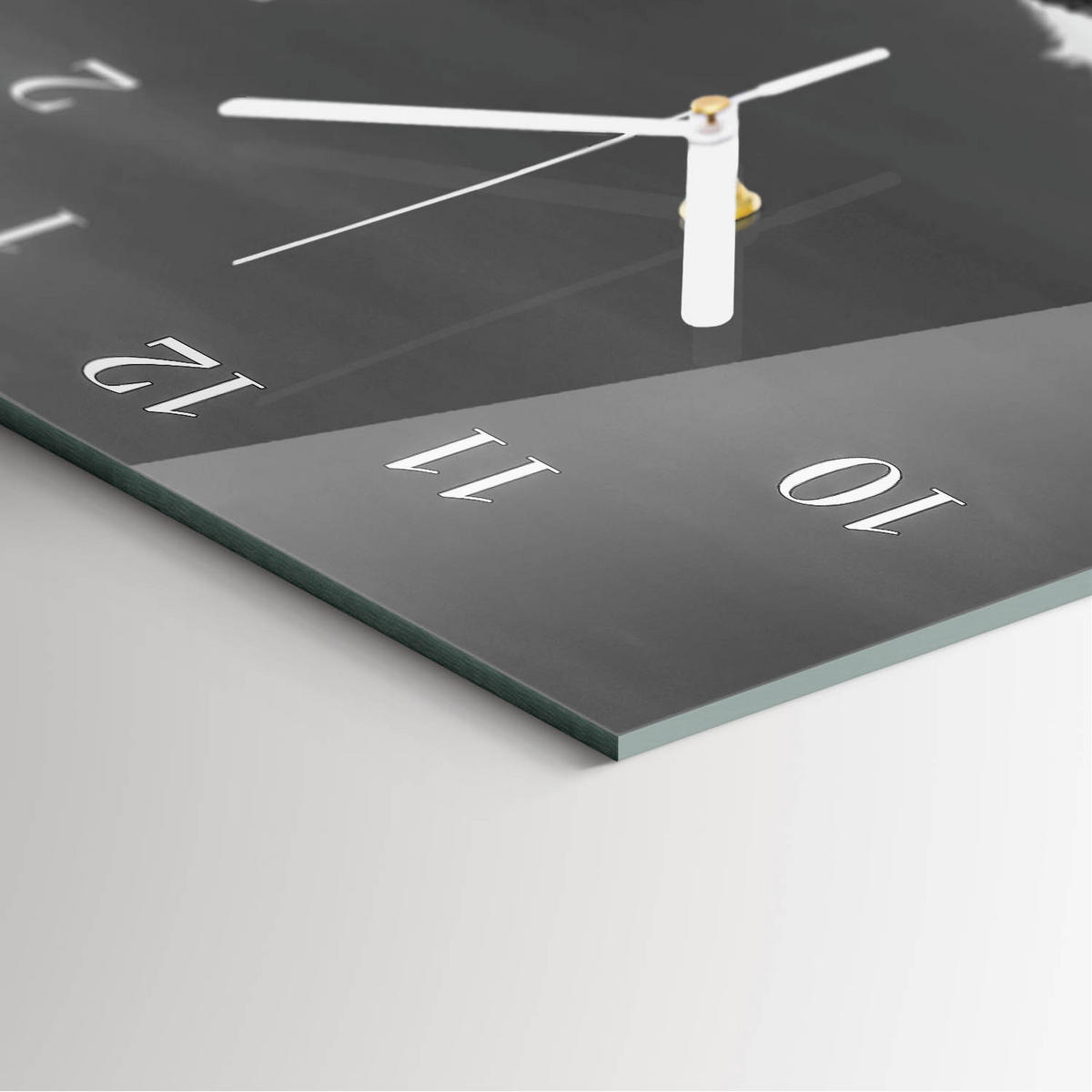 WANDUHR 30x60 cm - Kirscheis - Grau, Glas (30/60/0.4cm) - TULUP