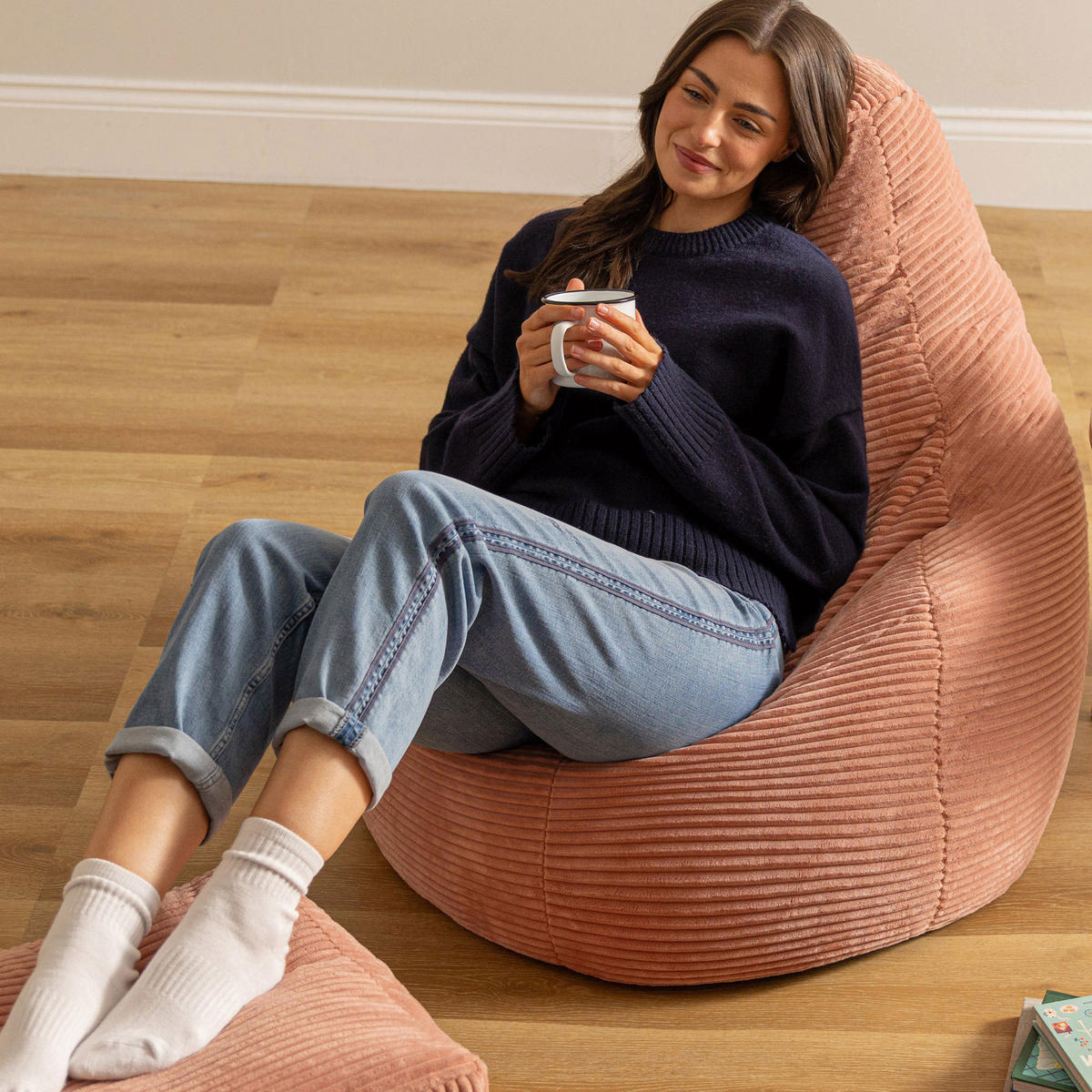 SITZSACK Dalton mit Hocker - Pink, Textil (90/73/84cm) - icon