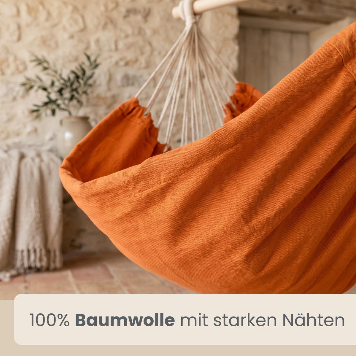 XL HÄNGESTUHL mit Gestell 210/140 cm , Orange/Schwarz - Orange, Textil (140/210/160cm) - Amanka