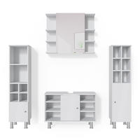 BADMÖBEL-SET Fynn Weiß 4 Teile, mit Midischränke - Weiß, Holzwerkstoff (60/54/32cm) - Vicco
