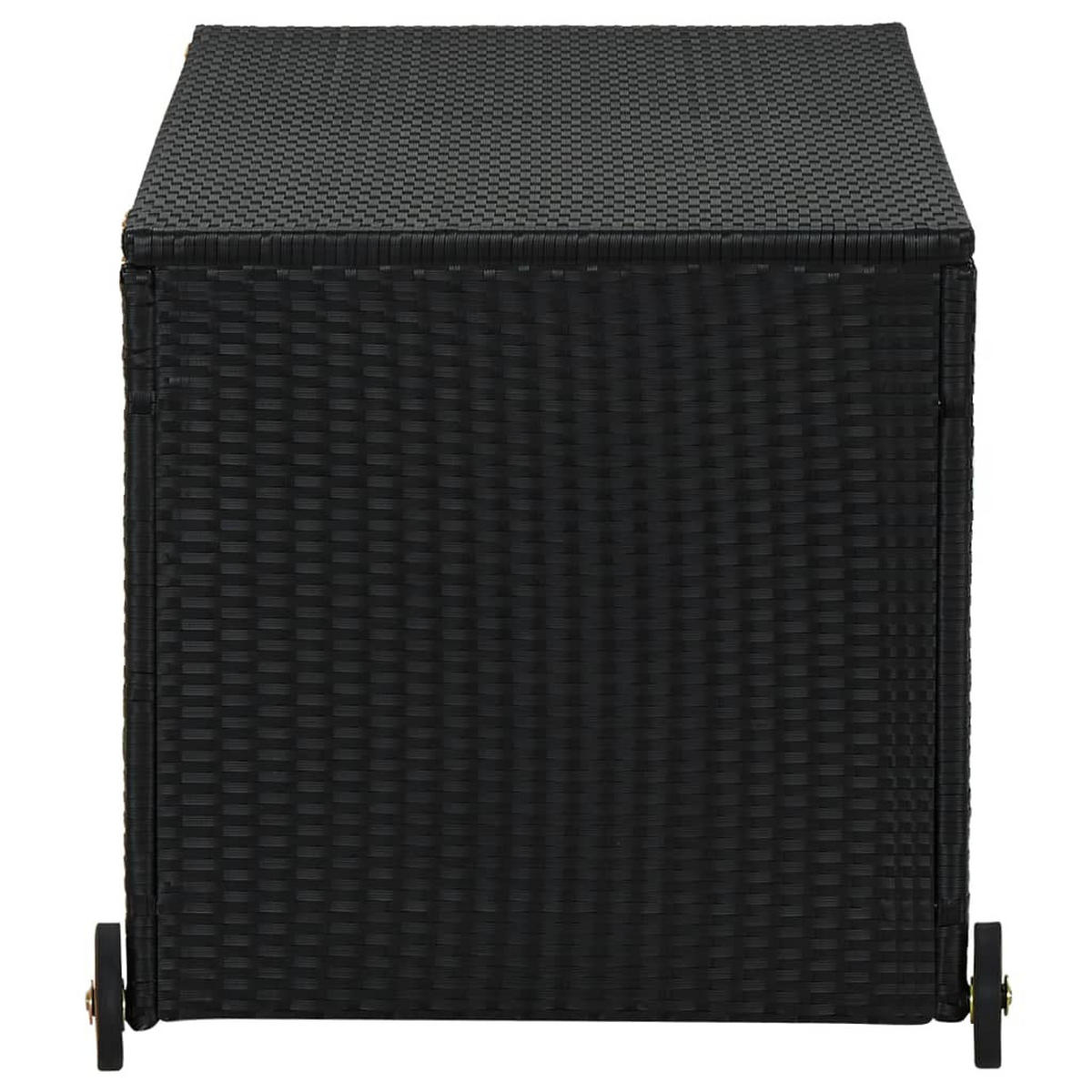 GARTEN-AUFLAGENBOX Schwarz 120x65x61 cm Poly Rattan - Schwarz, Holz (65/61/120cm) - furnicato