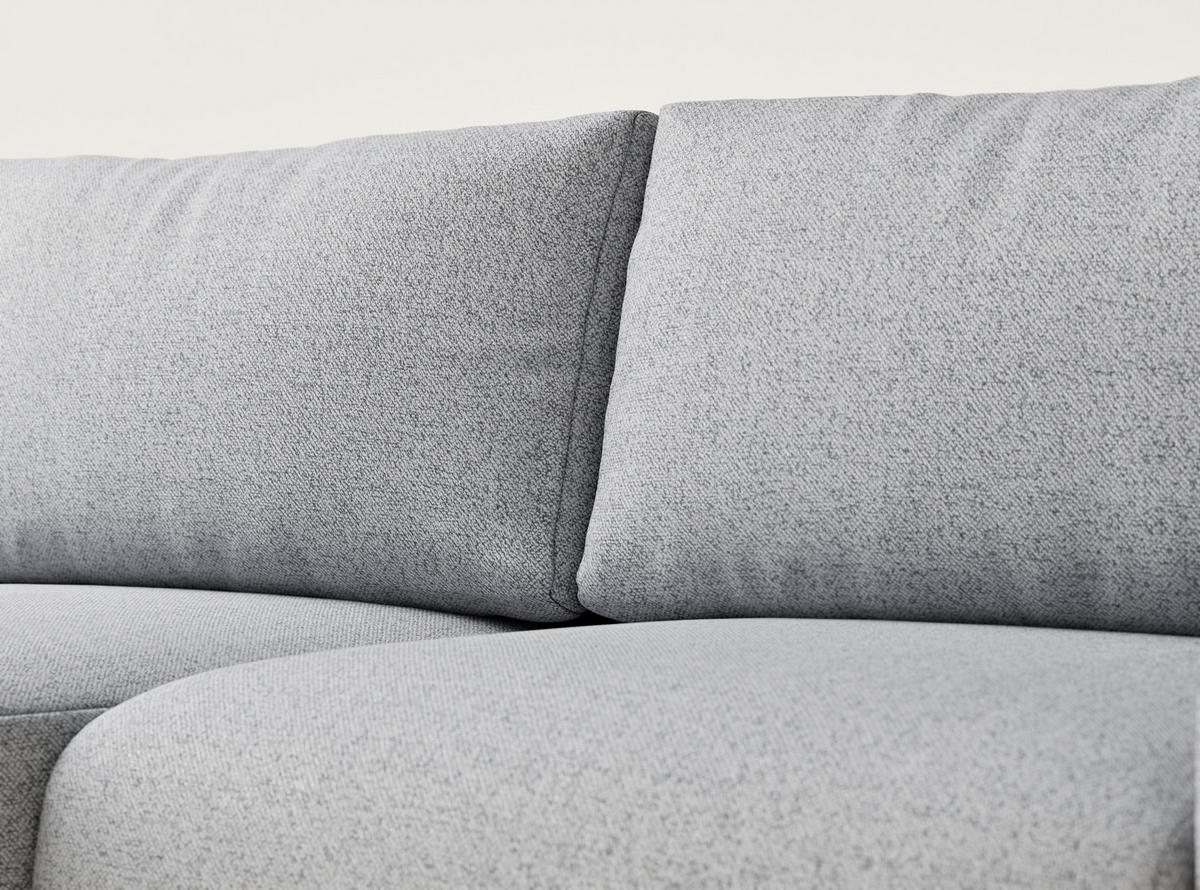 ECKSOFA MIT SCHLAFFUNKTION Numba Hellgrau Webstoff - Hellgrau/Schwarz, Holz/Holzwerkstoff (253/153cm) - Maison de Reve