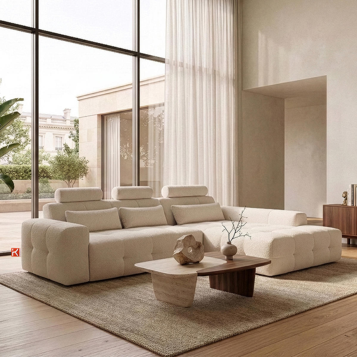 ECKSOFA RECHTS ALIGRA, Hellbeige - Beige, Holz/Holzwerkstoff (290/191cm) - KONSIMO®
