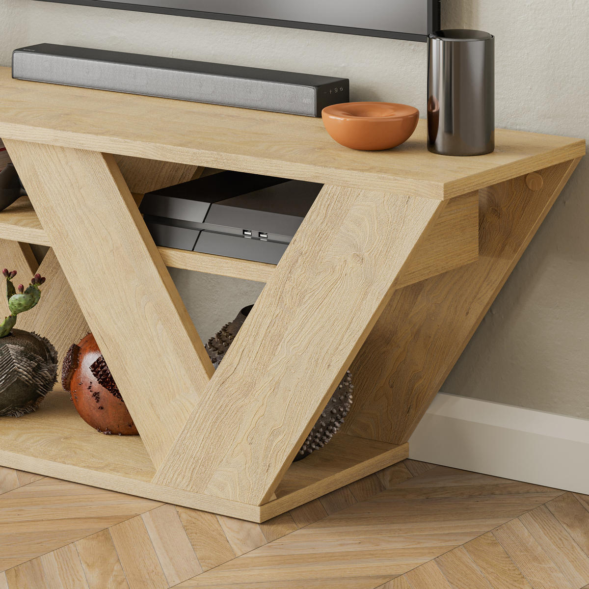 TV-LOWBOARD Pipralla Eiche 110/30/40 cm - Eichefarben, Holzwerkstoff (110/40/30cm) - Decortie