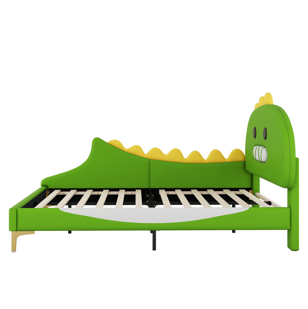 KINDERBETT Dinosaurier 140/200 cm Grün aus PU und MDF - Grün, Kunststoff (140/200cm) - MIVRAY