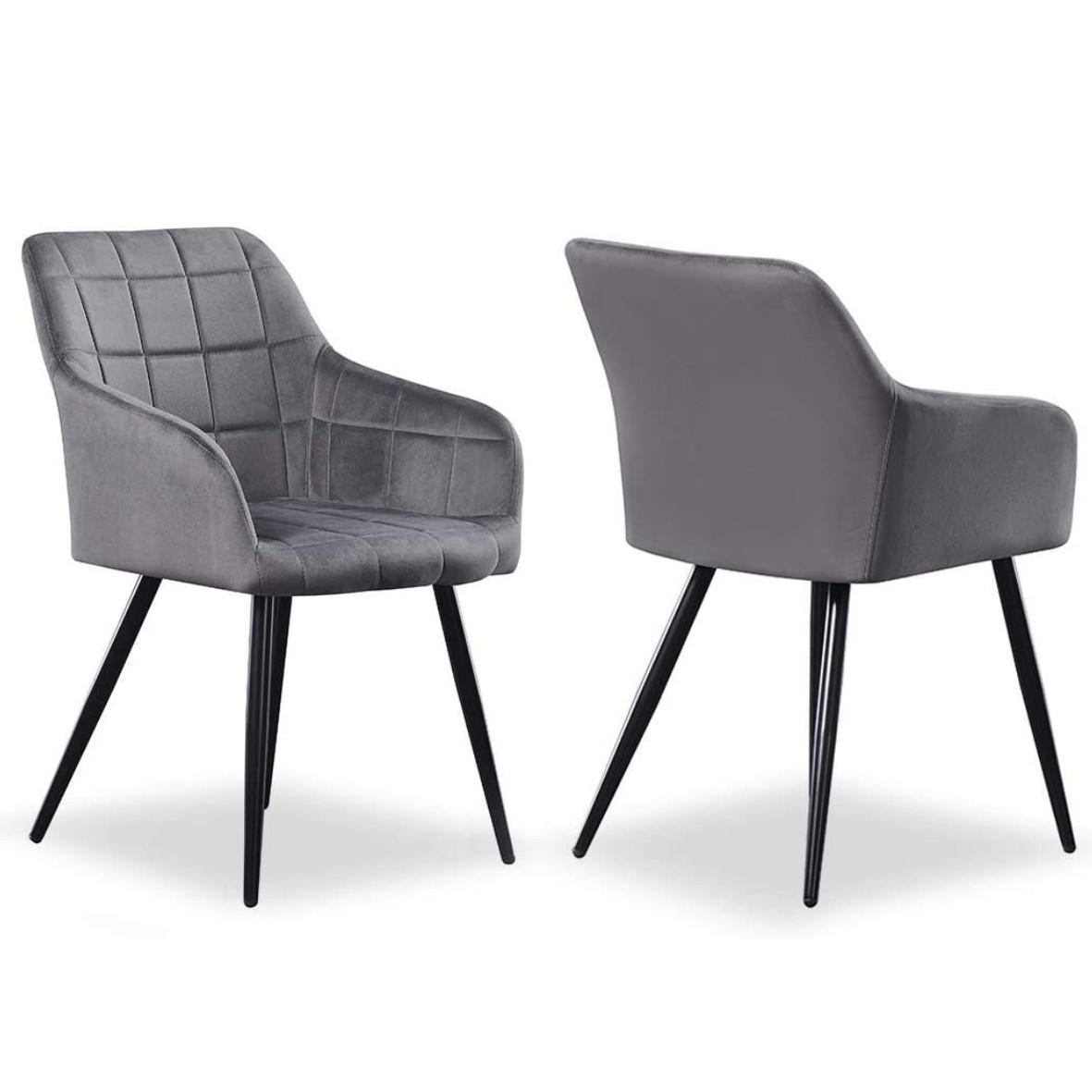 ESSZIMMERSTUHL Samt 2-teilig Grau - Grau, Metall (55/82/59cm) - Life Interiors