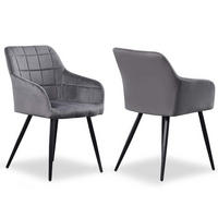 ESSZIMMERSTUHL Samt 2-teilig Grau - Grau, Metall (55/82/59cm) - Life Interiors