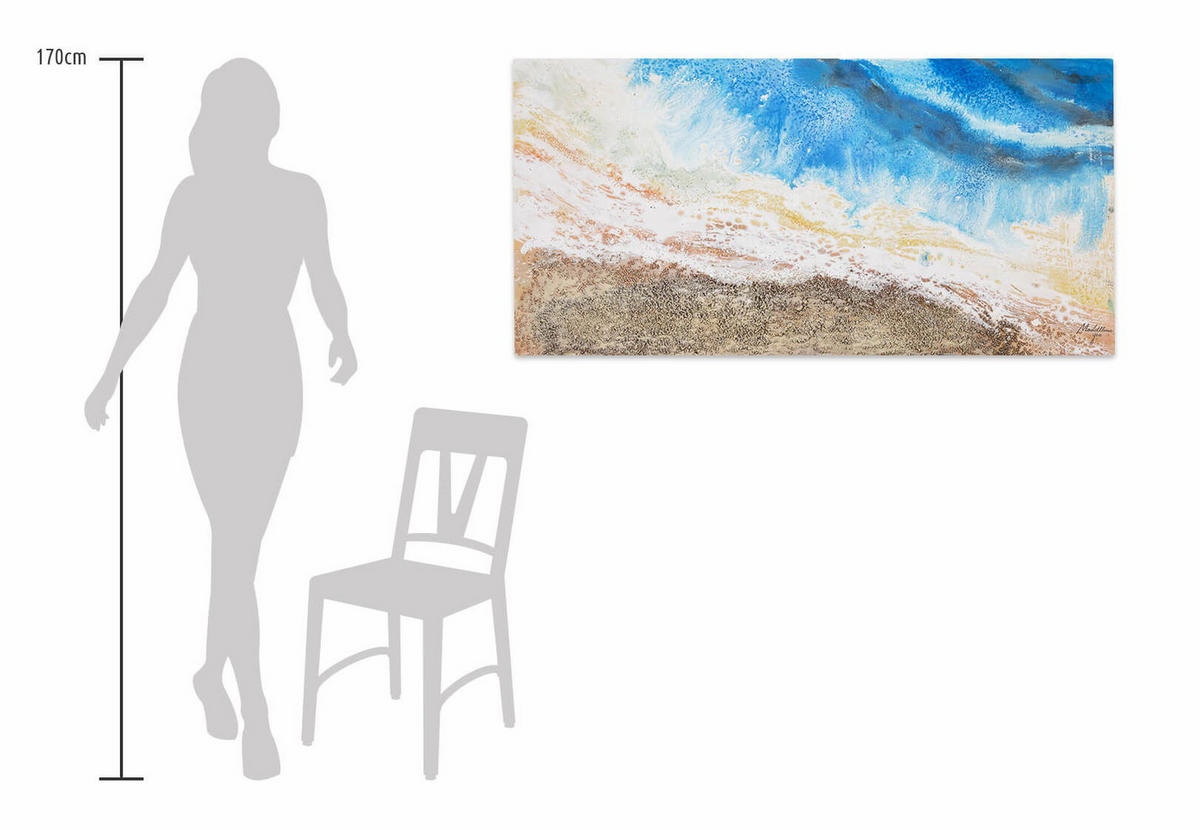 ACRYLBILD HANDGEMALT 120/60 cm - Blau/Braun, Holz/Textil (1.68/60cm) - KUNSTLOFT