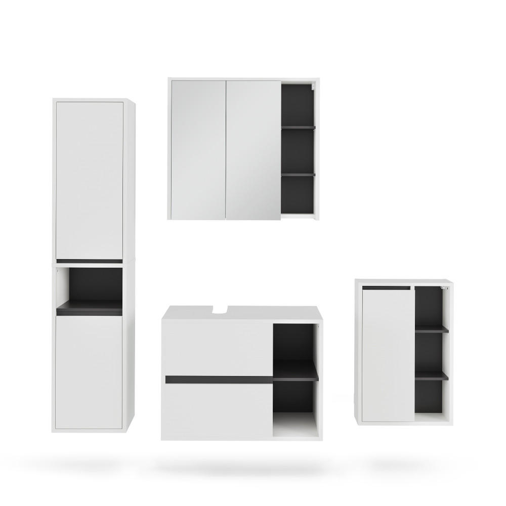 KOUPELNOVÁ SESTAVA NÁBYTKU Viola Bílá/šedá - bílá/šedá, kompozitní dřevo (80/60/46cm) - Vicco