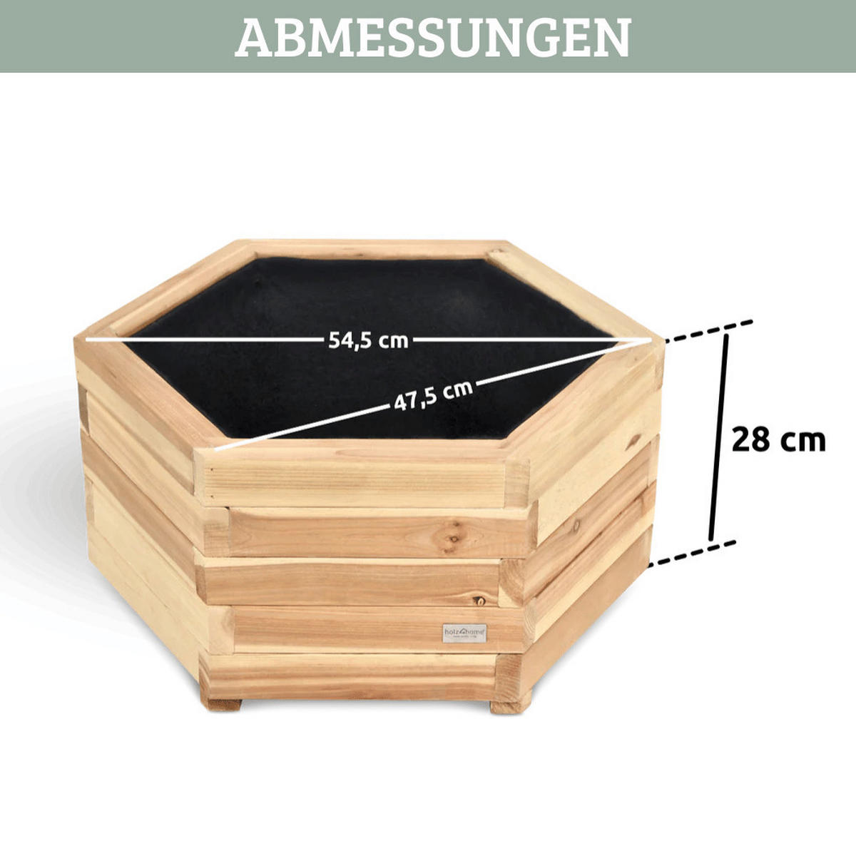 PFLANZKASTEN Holz 6-eckig MICHA Inkl. Vlies 54,5cm Breit - Braun, Holz (54.5/28/54.5cm) - DELUKE