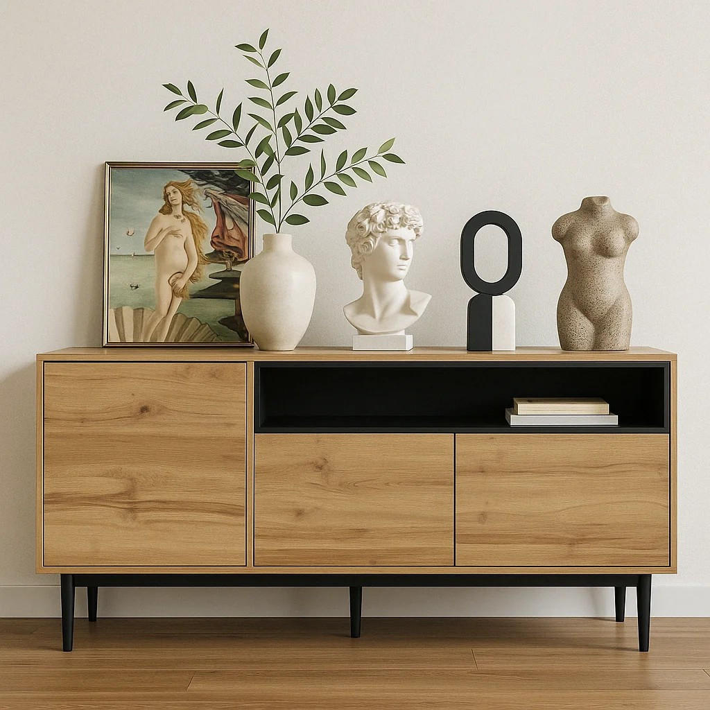 Thumbnail - Urban Meuble Sideboard, Eiche, Holzwerkstoff, Metall, Rechteckig, 160x76x35 cm, Wohnzimmer, Kommoden & Sideboards, Sideb...