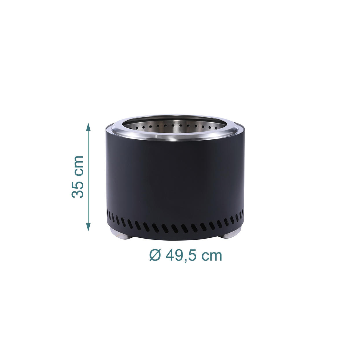 RAUCHFREIE Feuerschale - Schwarz, Textil/Metall (49.5/35/49.5cm) - Relaxdays