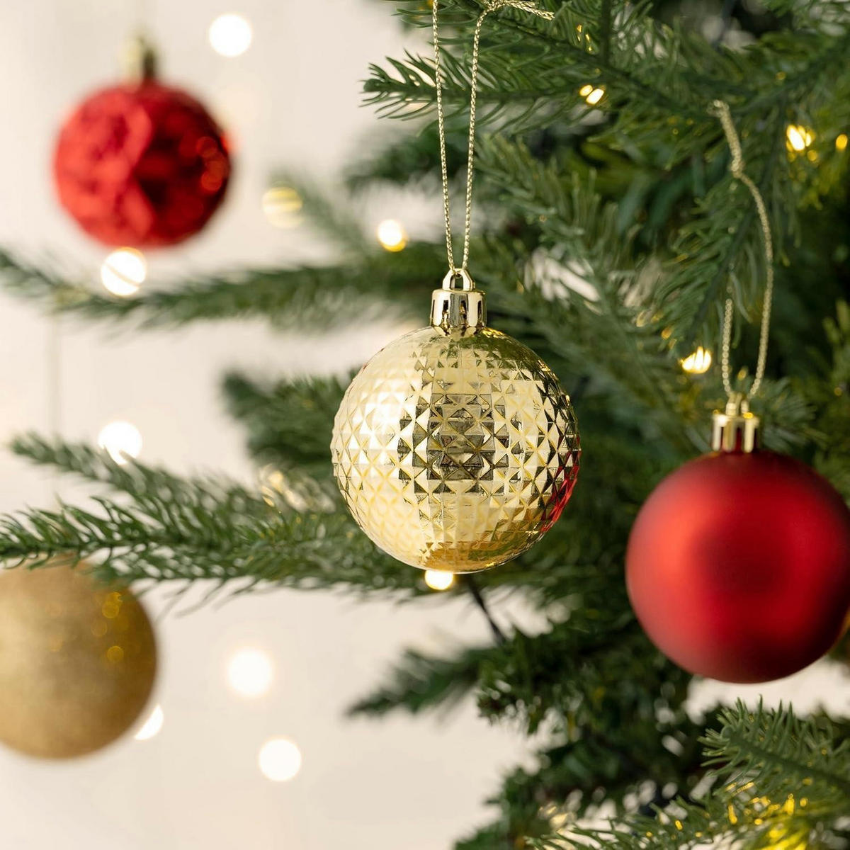 WEIHNACHTSKUGELN 50-teiliges Set Rot Gold 5 cm bruchsicher - Multicolor, Kunststoff (6/6/6cm)