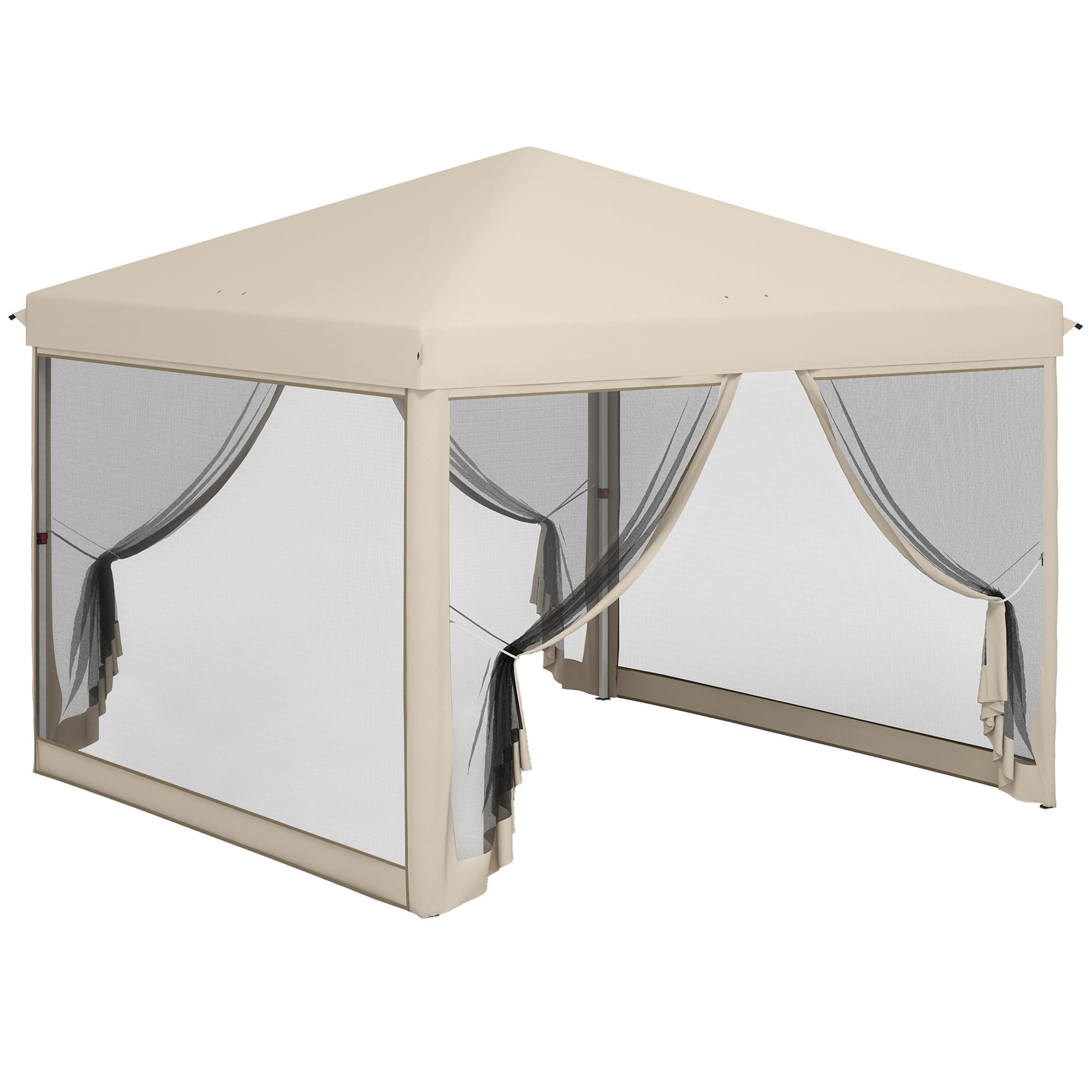PAVILLON, wasserdicht, 4 Moskitonetze + Tragetasche,3 x3x2,65 m - Beige, Metall (295/265/295cm) - Vallsero