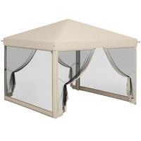 PAVILLON, wasserdicht, 4 Moskitonetze + Tragetasche,3 x3x2,65 m - Beige, Metall (295/265/295cm) - Vallsero