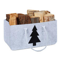 KAMINHOLZTASCHE - Grau, Textil (50/25/25cm) - Relaxdays